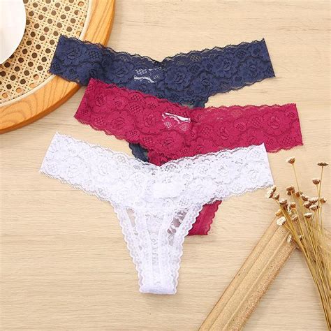 Cheap Finetoo Pcs Set Sexy Thong Lace Panties Floral Underwear