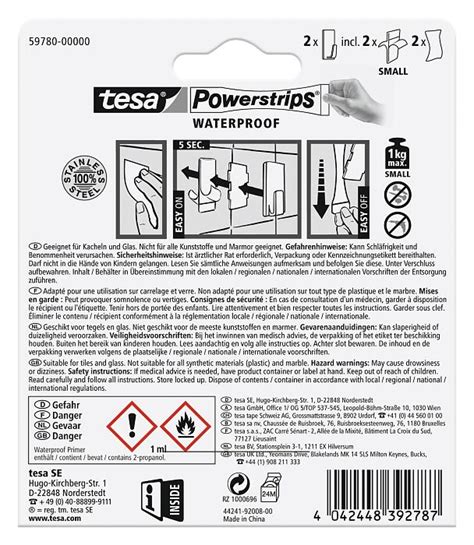 Tesa Powerstrips Haken Waterproof S Metall Eckig Tesa