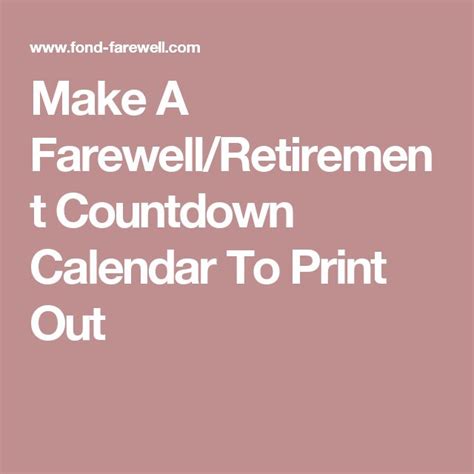 Funny Retirement Countdown Calendar Printable