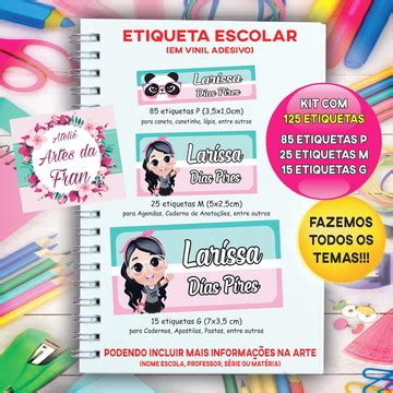 Kit 100 Adesivos Luluca Etiqueta Escolar Personalizada Elo7