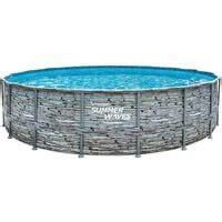 Summer Waves Frame Pool Rond X Cm Aspect Pierre Gris