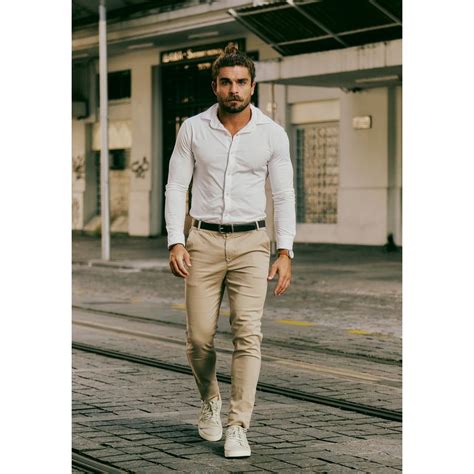 Cal A De Sarja Slim Fit Casual Masculina Caqui Atento Store