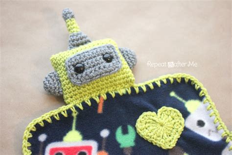 Crochet Robot Lovey Blanket Repeat Crafter Me