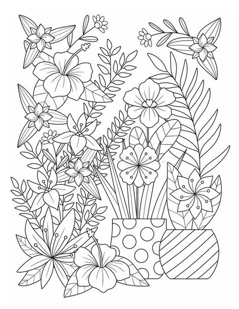 Flowers Vase Coloring Page For Adult Stock Illustration Illustration Of Branch Diagram 257980117