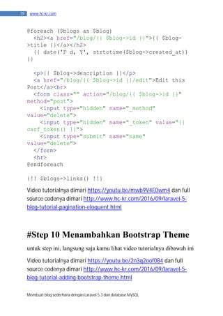 Laravel Tutorial Membuat Blog Sederhana Dengan Laravel Pdf