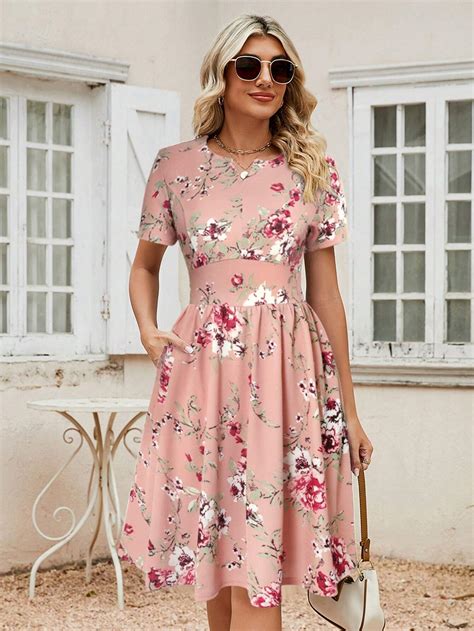 Floral Print Hidden Pocket Dress Shein Usa