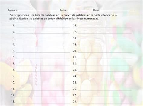 Collective Nouns Alphabetical Order I Spanish Worksheet Teaching