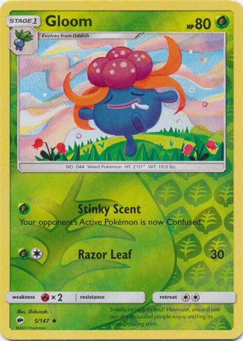 Gloom 5 147 Uncommon Reverse Holo NM English Pokemon Sun Moon