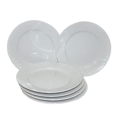 BATALHA SET 6 ASSIETTES PORCELAINE BLANCHE 23 CM Yatout Home