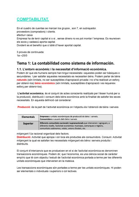 Contabilidad Tema La Contabilidad Como Sistema De Informaci N