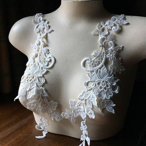 Ivory Lace Applique PAIR Rayon Venice Lace For Bridal Straps Etsy