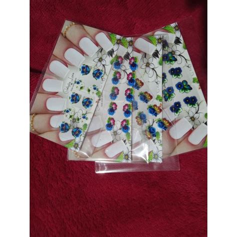 Adesivo Para Unhas Floral Azul Kit 10 Adesivos 5 Pares Shopee Brasil