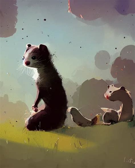 Cute Ferret Illustration Ismail Inceoglu Stable Diffusion OpenArt