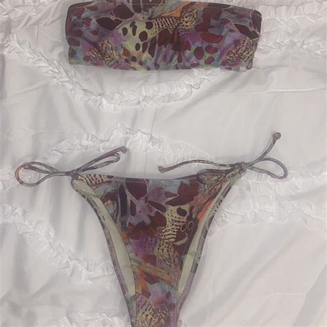 H M Multicolored Piece Bikini Set Depop