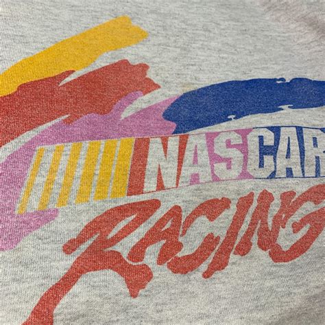 90s Vintage Nascar Logo Sweatshirt Grey In Good Depop