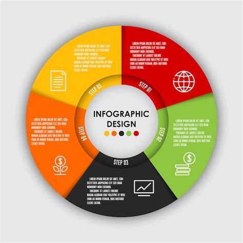 Plantilla de conjunto de vectores forma de círculo infográfico 5 pasos