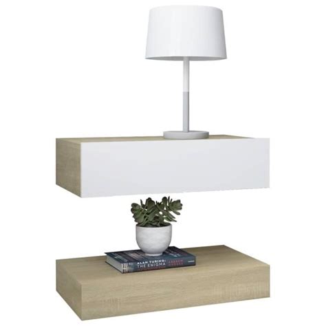 Tables De Chevet Pcs Blanc Et Ch Ne Sonoma X Cm Agglom R Fas