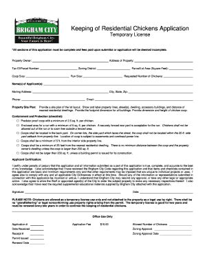 Fillable Online Keeping Of Residential Chickens Application Fax Email