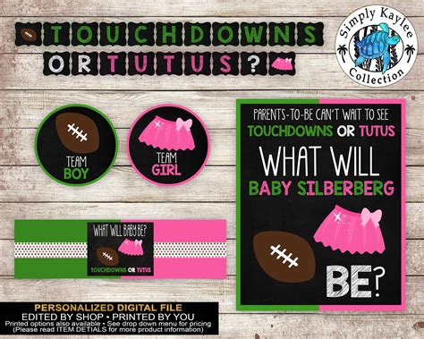 Touchdowns And Tutus Gender Reveal Party Decorations Gender Reveal