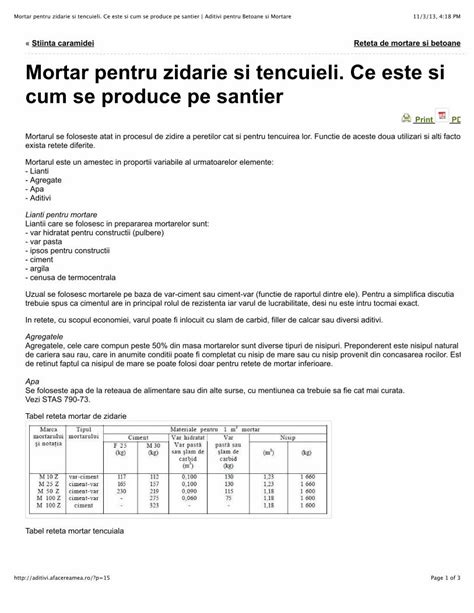 Pdf Mortar Pentru Zidarie Si Tencuieli Ce Este Si Cum Se Produce Pe