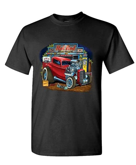 Hot Rod Garage Race Low Hot Muscle Car Mens Short Sleeve Cotton T Shirt