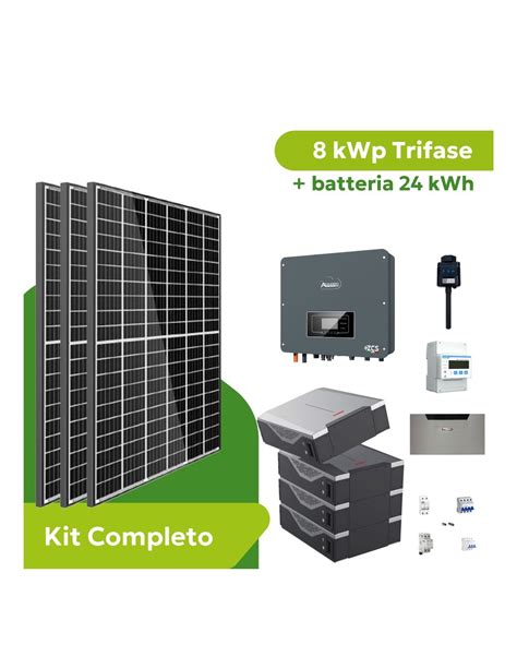 Kit Fotovoltaico 8 KWp Trifase Zucchetti ZCS Azzurro Accumulo 24 KWh