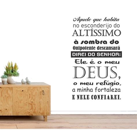 Adesivo Decoração Parede Sala Salmos 91 Aquele que Habita no