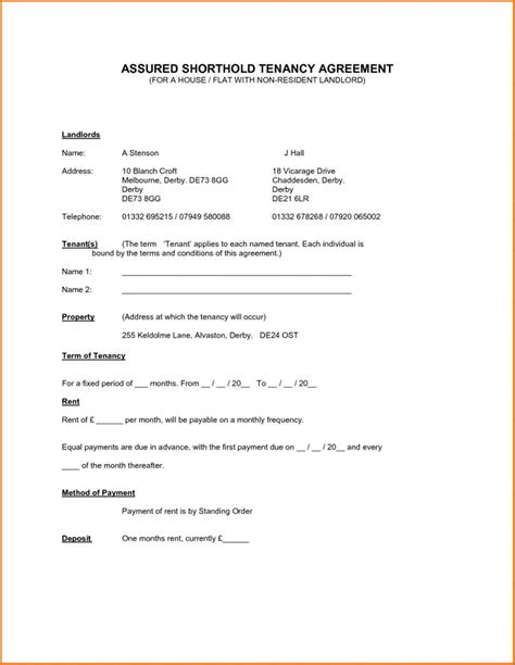 Tenancy Agreement Templates In Word Format Excel Template