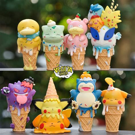 Melting Ice Cream Pokemon Model Charmander Pikachu Bulbasaur Psyduck