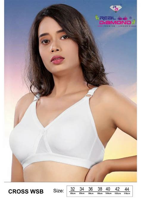 Non Padded Cotton Hosiery Cross Wsb White Mold Cup Bra Plain At Rs 182