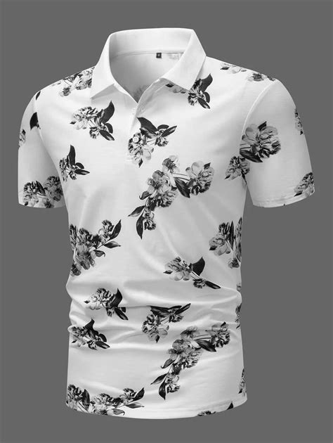 Manfinity Men Floral Print Polo Shirt Shein Usa