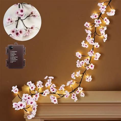 Uieke Lighted Cherry Blossom Garland With Timer 48 Led