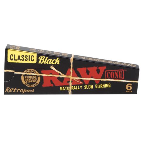 Raw Classic Black 1¼ Pre Rolled Cones Of 6ct Hs Wholesale