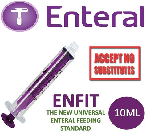 5 X 10ml Enteral Purple Enfit Syringe Single Patient Use Home Reusable