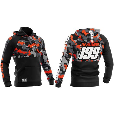 Customised Hoodie – Orange/Black Camo (Adult) – MotoLoko