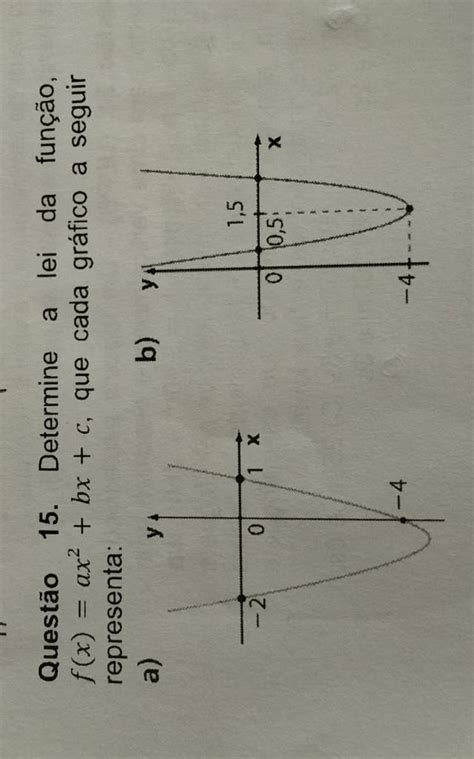 Questão 15 Determine A Lei Da Função F X Ax² Bx C Que Cada