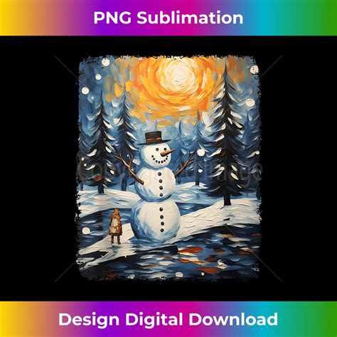 Starry Night Winter Snowman Van Gogh Famous Painting Art Tan - Inspire Uplift