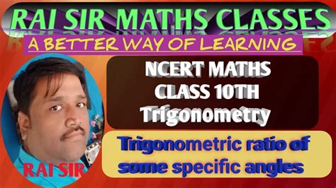 Trigonometric Ratios Of Some Specific Angles CBSE NCERT For 10th Class