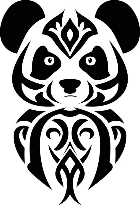 Tribal Angry Kungfu Panda Tattoo Vector Illustration Vector