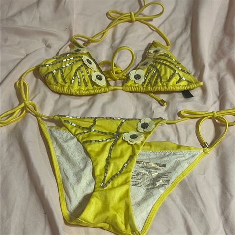 Victoria S Secret Swim Yellow Floral Sequin Bikini Set Poshmark