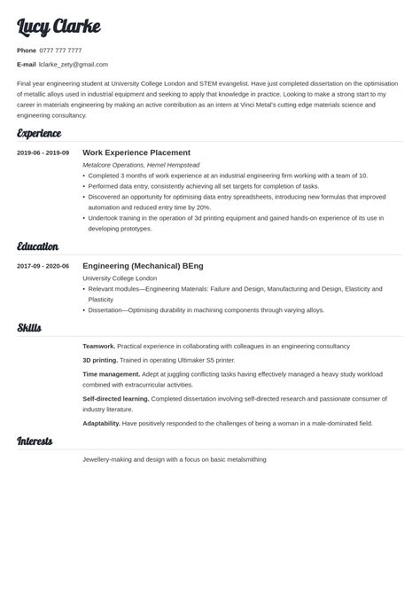 Internship Cv Sample And How To Write 10 Templates