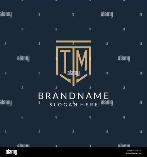 Initial Tm Shield Logo Monoline Style Modern And Luxury Monogram Logo