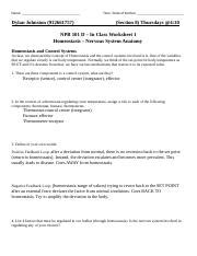 NPB101D Worksheet1 Docx Name Time Date Of Section Dylan Johnston