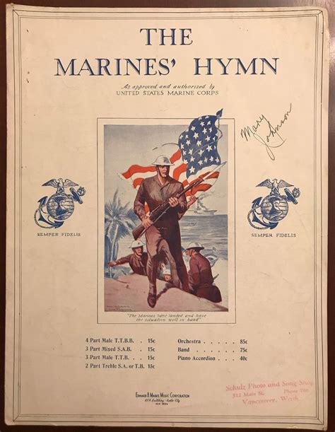 The Marine S Hymn Sheet Music The Marines Hymn 1932 Sheet Music Approved By Us Marine Corps