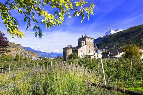 Impressive Alps Mountains Scenic Valley Of Castles And Vineyards