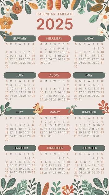 2025 Calendar Template Week Starts On Sunday A3 Size Place For Your