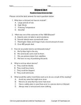 Benchmark Advance Reading Comprehension Quiz Rd Grade For Story