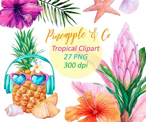 Pineapple Png Clipart Watercolor Tropical Clip Art Watercolor Summer