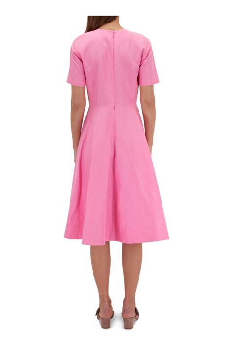 Lafayette New York Pink Silk Linen Midi Dress