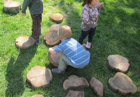 Building With Tree Circles Great Large Motor Loose Parts Play